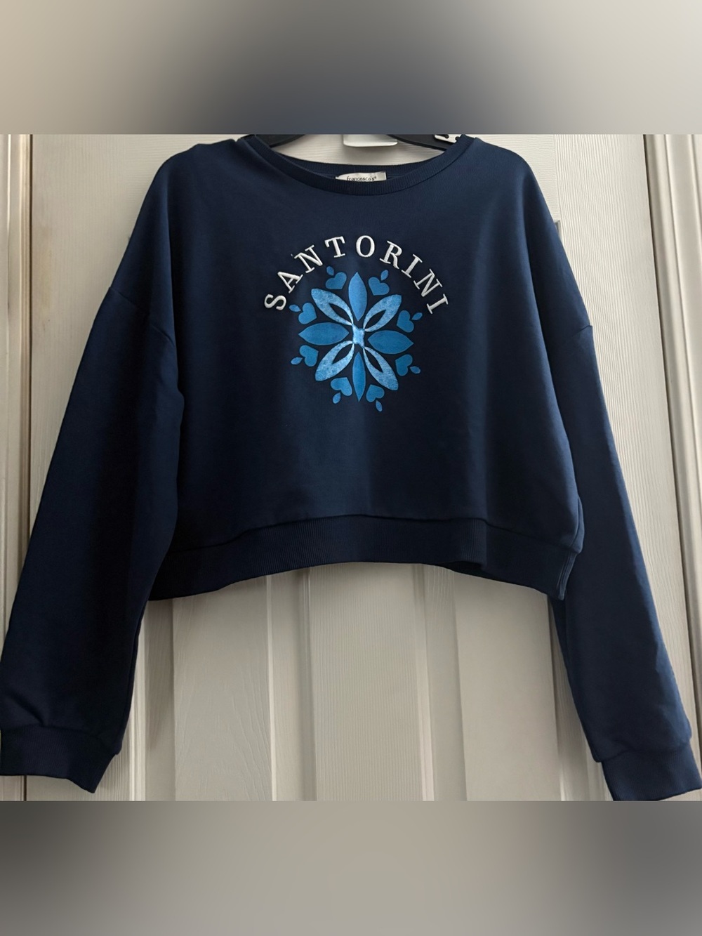 Navy Blue Cropped Sweatshirt